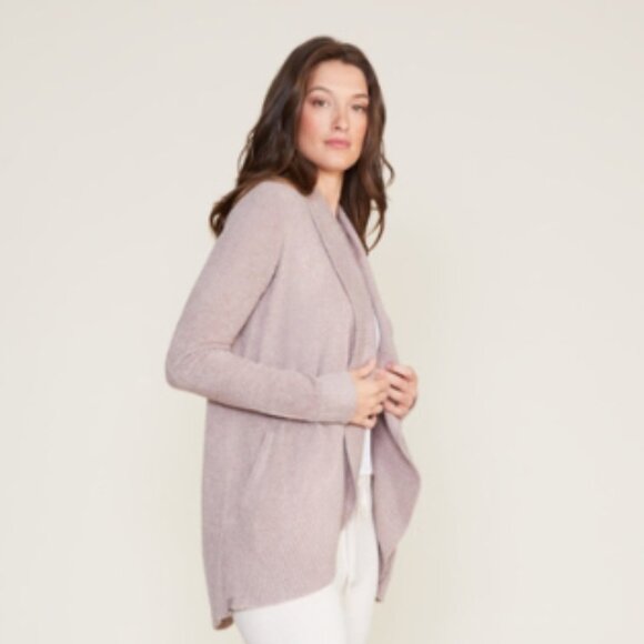 Barefoot Dreams CozyChic Lite Circle Cardigan M- DEEP TAUPE/BLUSH - Picture 6 of 7